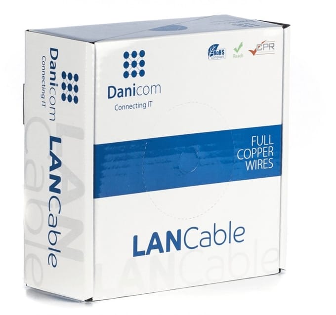 DANICOM CAT5E FTP 100 meter kabel op rol stug - LSZH (Dca) - Trekdoos - Internetkabel - Netwerkkabel - UTP kabel