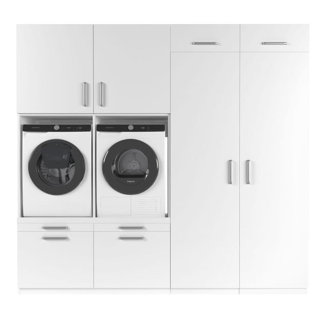 Wasophoogte® Wasmachine Kast Munich - Wasmachine verhoger - Wasmachine ombouw - 700(D)*2530(B)*2350(H) mm - Wit