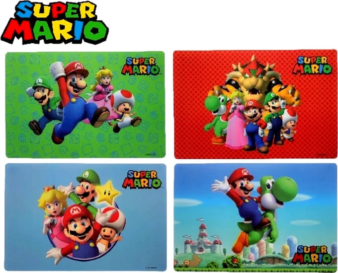 4 Super Mario Placemats 44,5cmx30cm - Set van 4