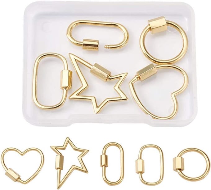 5 stuks Karabijnsluiting Ster Hart Bedels - 18K Verguld voor Sieraden Maken
