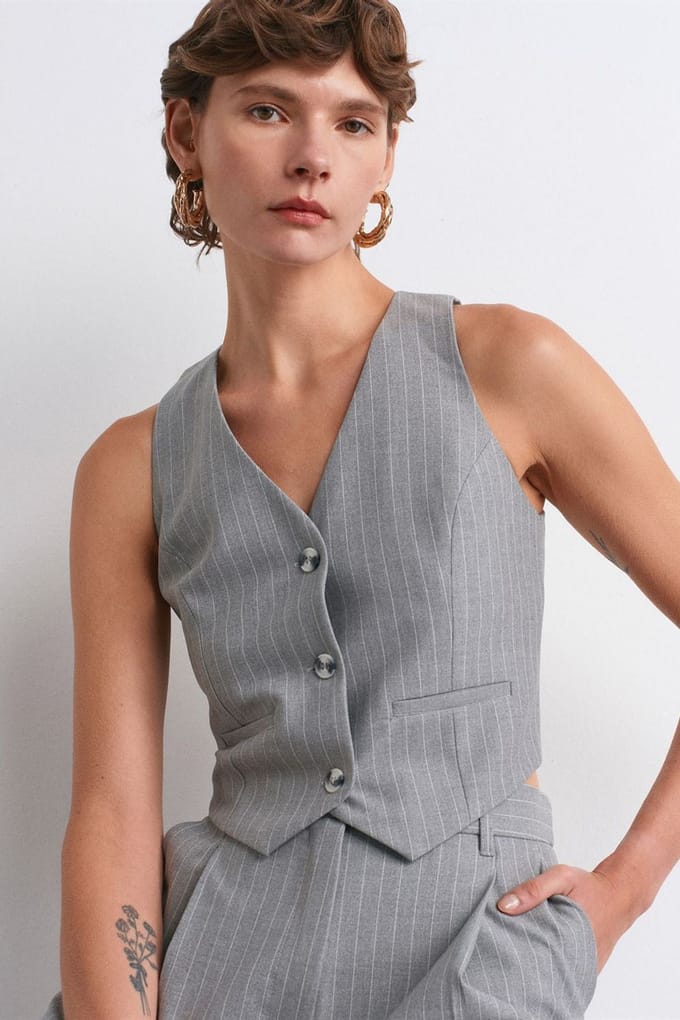 Vrouwen Gestreepte Cropped Vest