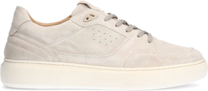 Manfield - Heren - Beige suède sneakers - Maat 40