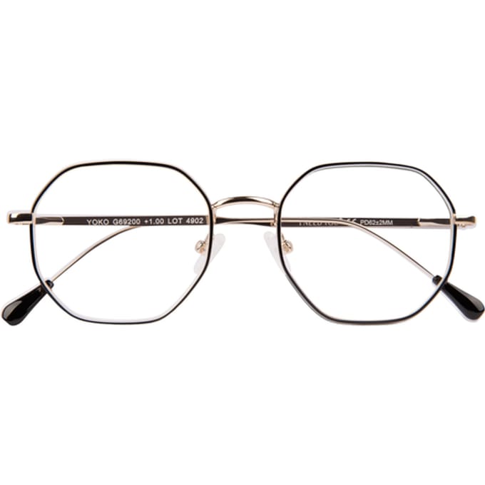 Leesbril I Need You Yoko +1.0 dpt zwart-goud