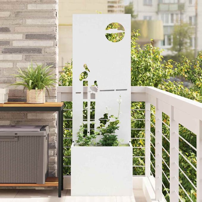 vidaXL - Tuin - Privacy - Scherm - Wit - 50 - x - 32 - x - 150 - cm - Koudgewalst - staal