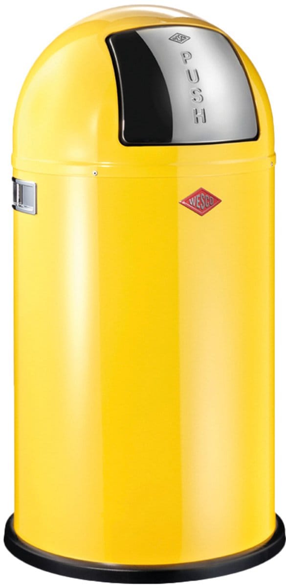 WESCO Pushboy Prullenbak | 50 Liter | Metaal - Citroengeel | Vuilnisbak - Made in Germany