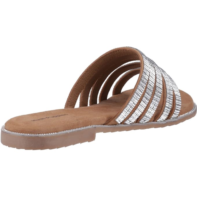 Hush Puppies Paris Slide Suède Dames Pantoffels Tan/Zilver