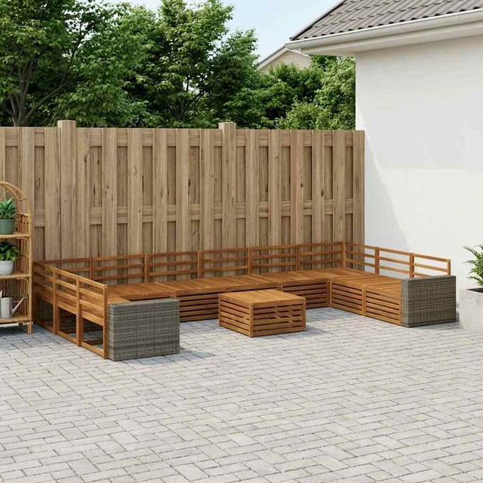 vidaXL - Sofa-Sets - 11 - st - Massief - Acacia - Hout