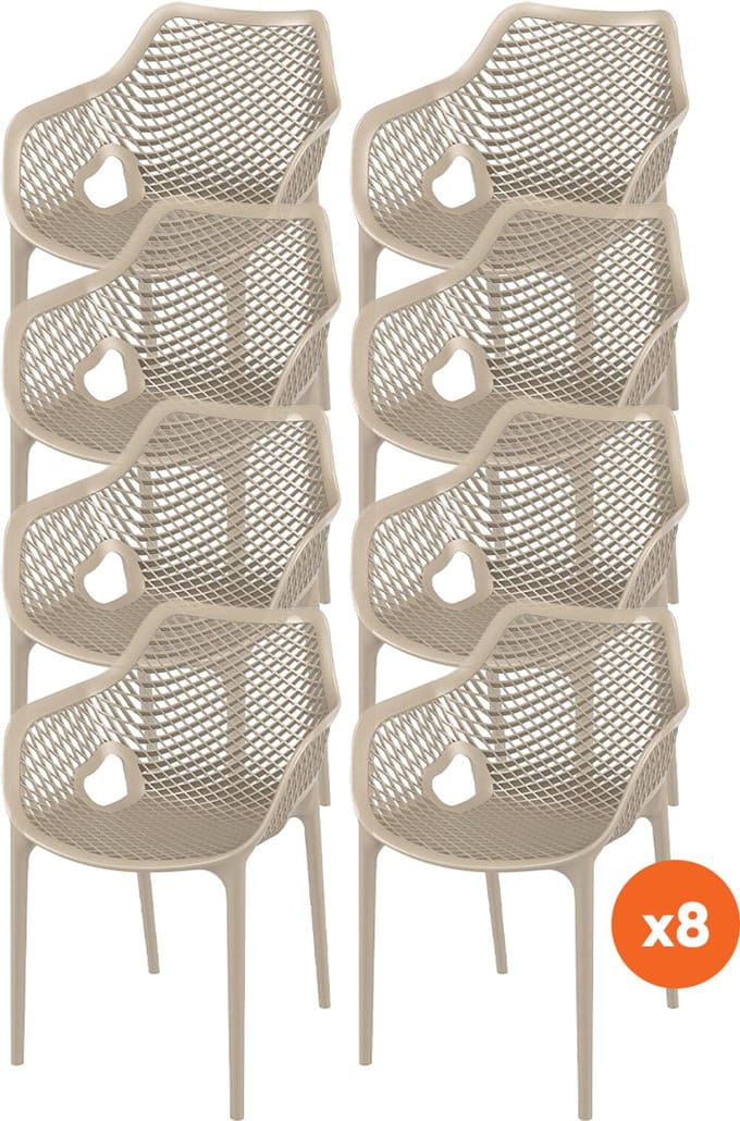 Set van 8 - Madino Air stapelbare stoel - Taupe