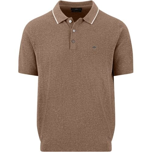 Fynch-Hatton Polo Subtle Faux-Uni Structure Cotton Linnen Elephant Grey / male