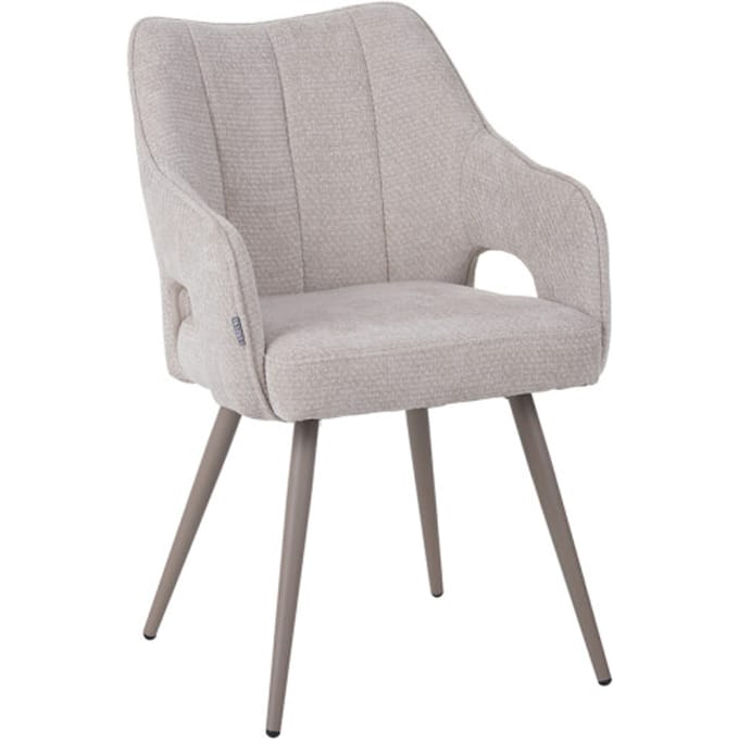 LABEL51 Stan Eetkamerstoel - Naturel - Velvet - Taupe Metaal - Stoel - Normale eetkamerstoel