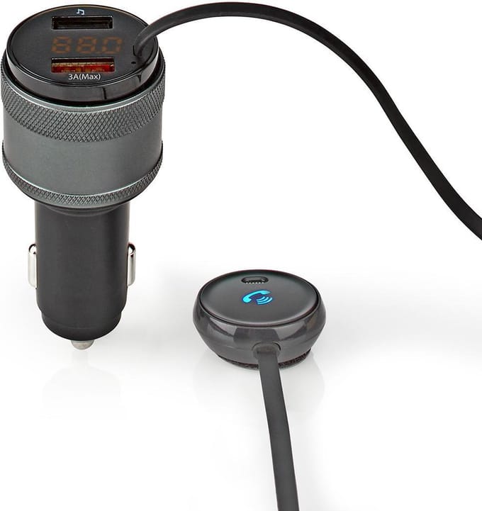 Nedis FM-Audiotransmitter voor Auto - Gefixeerd - Handsfree bellen - 0.8 " - LED-Scherm - Bluetooth - QC 3.0 / 5.0 V DC / 1.0 A - Snelladen - Google Assistant / Siri - Zwart