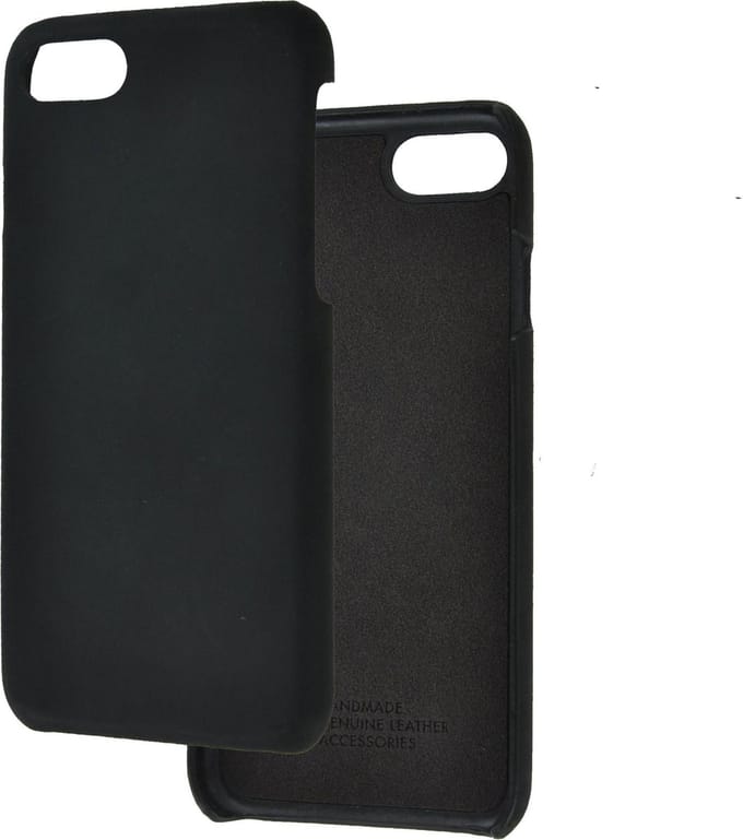 iPhone 7 Plus / 8 Plus / 6 Plus hoes Echt leder Back Cover hoesje Zwart Pearlycase
