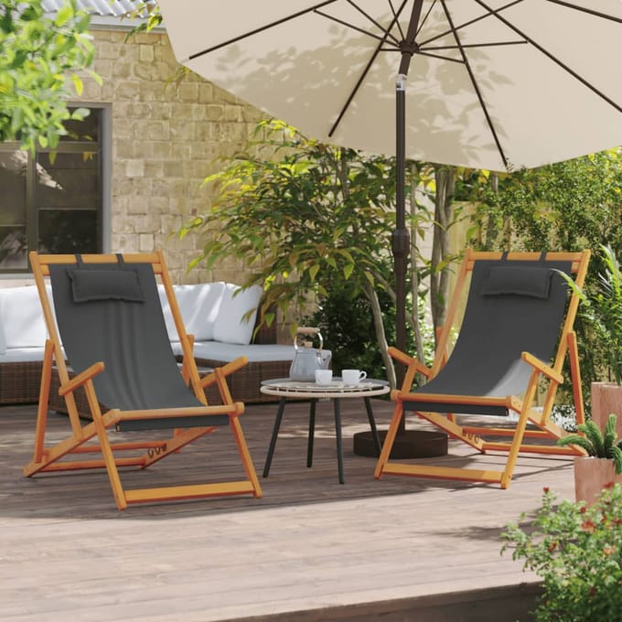 vidaXL - Opklapbare - stoelen, - 2 - stuks, - grijze - stof
