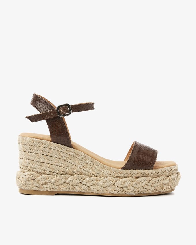 VIA VAI Capri Neva Espadrilles Dames - Leer - Bruin - Maat 38