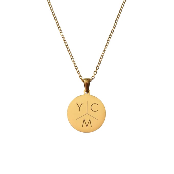 Graveerbare Ketting Munt met 3 Initialen Goud