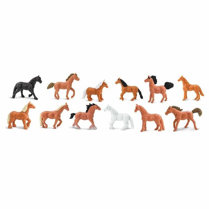 Plastic speelgoed figuren paarden 12 stuks