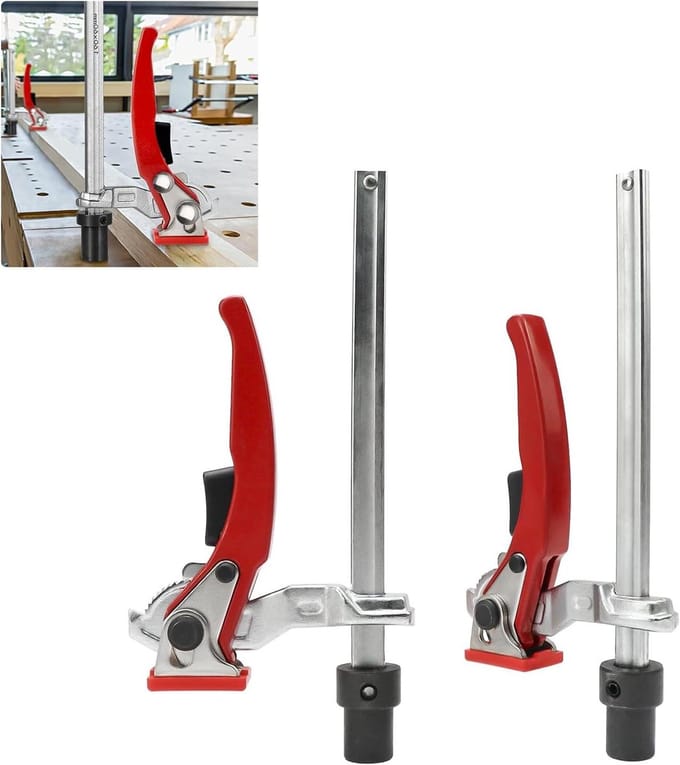 Spanelementen Set - Klemgeleiderails - Werkstuk Opspanen - Verstelbare Hefboomklem - 20 mm - Rood