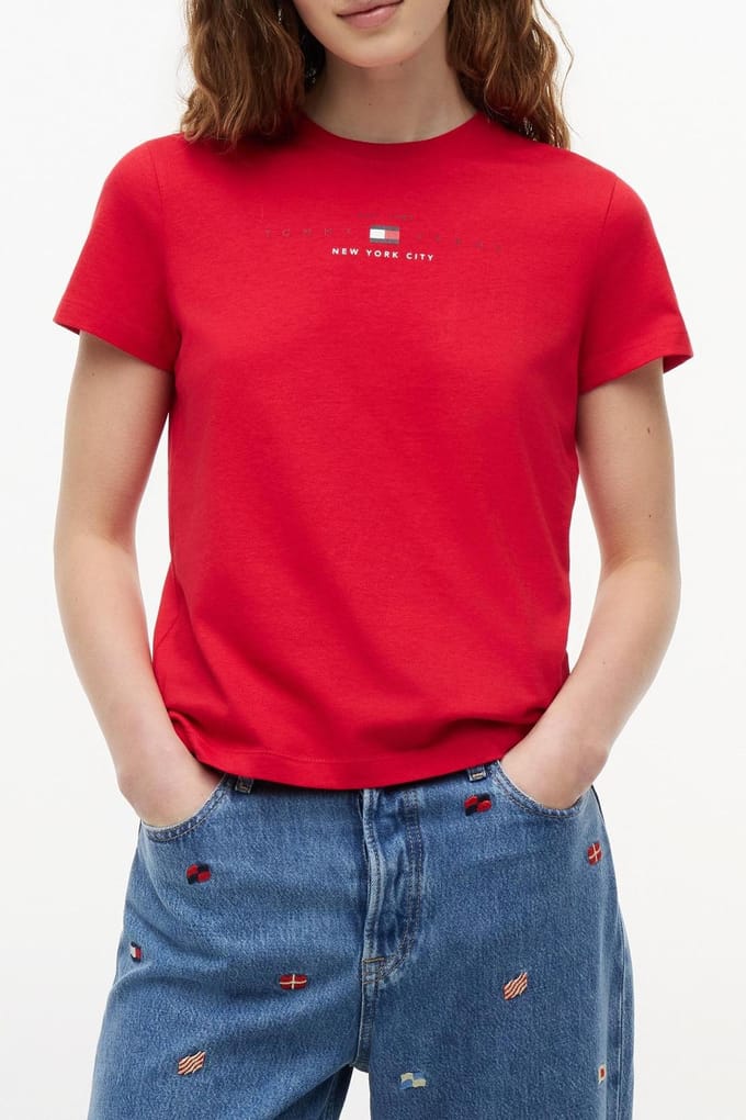 Tommy Hilfiger Regular Us Linear Ss Amaryllis Red Größe: S | Hemden Outlet | Damen | Rot
