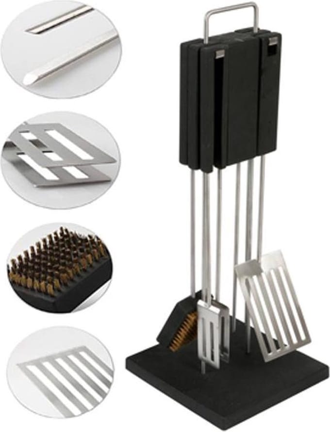 QDO Roestvrijstalen Barbecue- /Grillset Deluxe met standaard