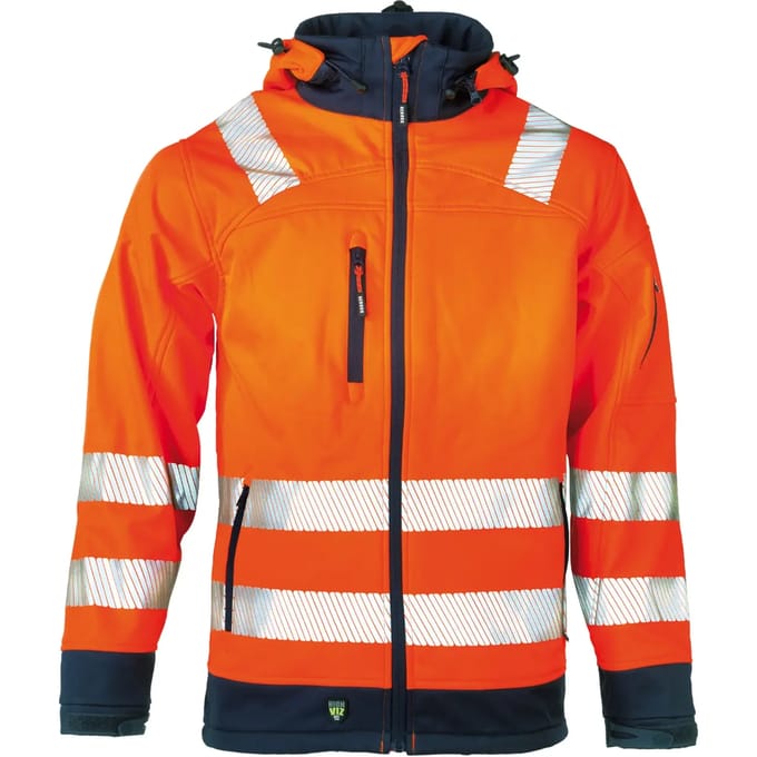 Herock Gregor High Viz Softshell jack HV (1902) - Fluor oranje | Donkerblauw - M