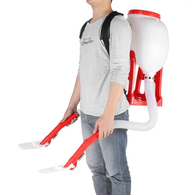 Pulvérisateur de Semences Manuel Grande Capacité 20L Sac à Dos Épandeur d'Engrais Outil de Semis de Jardin blanc