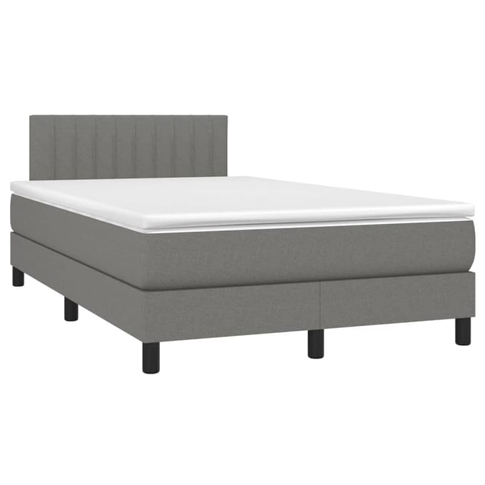 vidaXL - Boxspring - met - matras - en - LED - stof - donkergrijs - 120x200 - cm