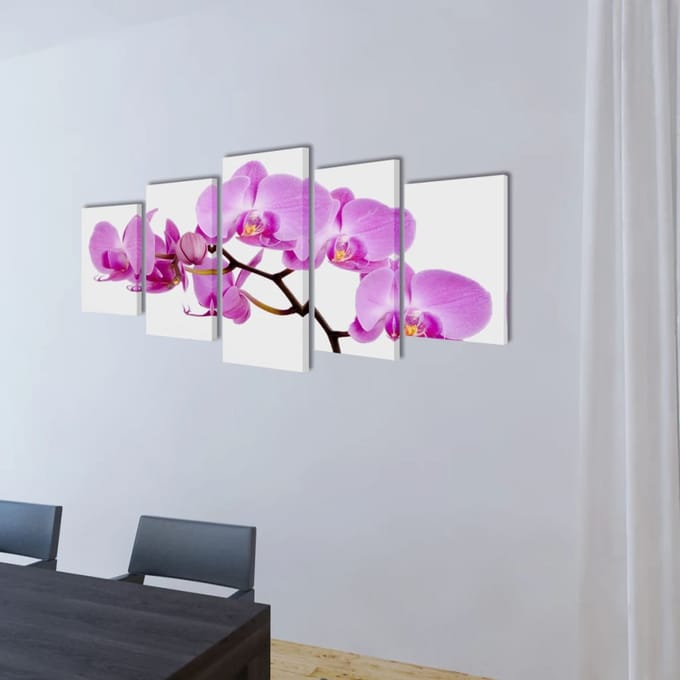 vidaXL - Canvas - muurdruk - set - orchidee - 200 - x - 100 - cm