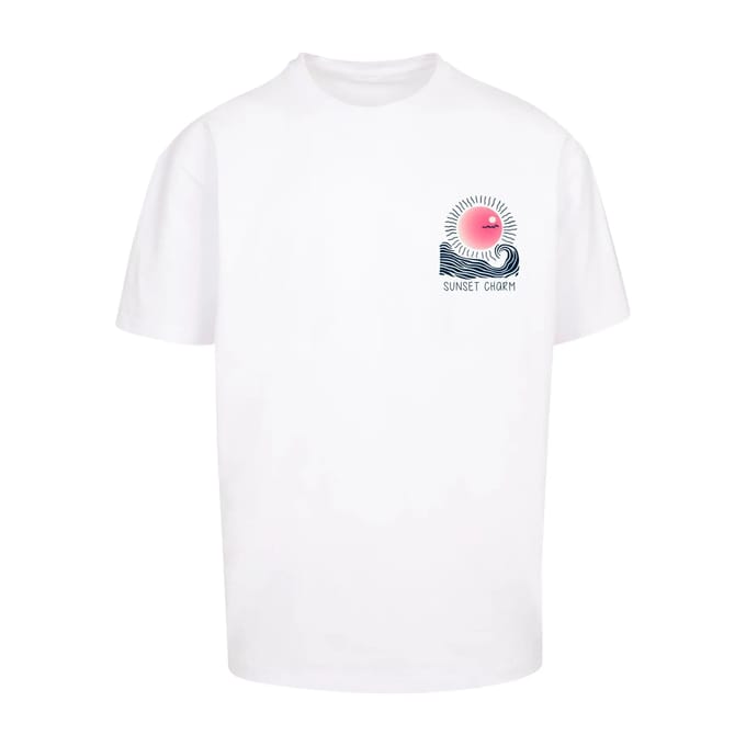 Merchcode - Sunset Charm Oversized Heren Tshirt - S - Wit