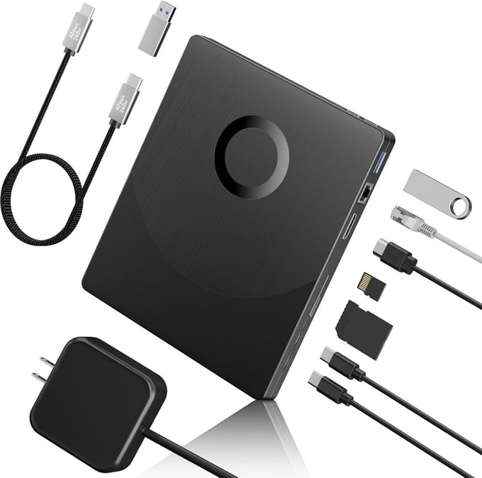 8-in-1 Externe Blu-ray & DVD Drive met HDMI, Type-C en LAN voor PC/Laptop