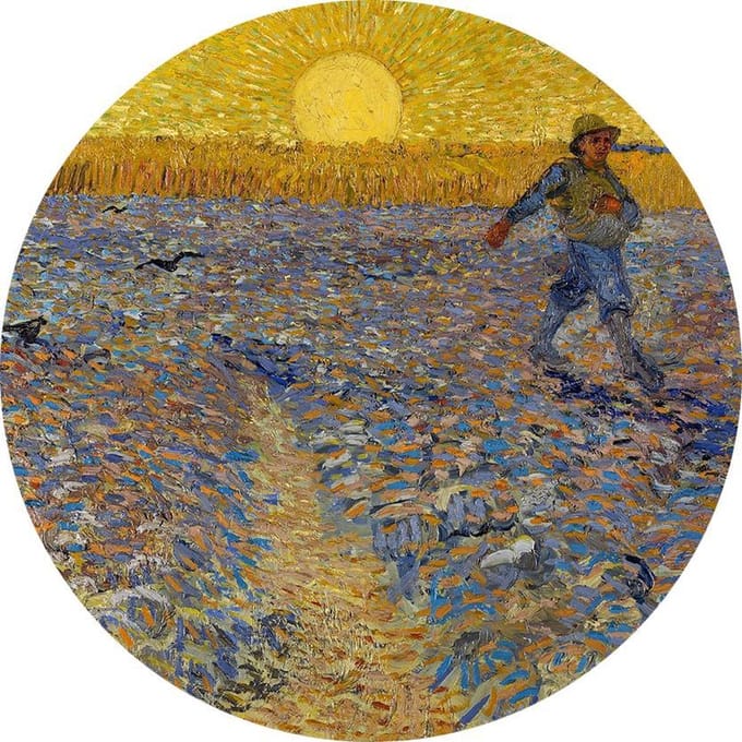 De zaaier, Vincent van Gogh - Foto op Behangcirkel - ⌀ 100 cm