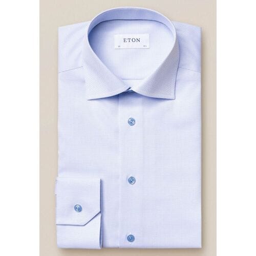 Eton Overhemd Fine Melange Twill Licht Blauw / male