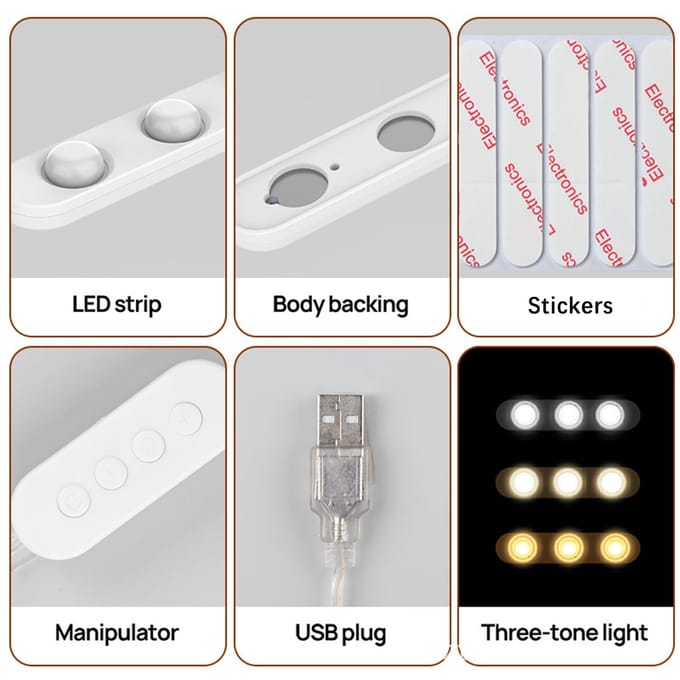 10FT Make-up Kaptafel Lichtmodule Zelfklevend Make-up Spiegel Licht Dimbaar Spiegel Licht Driekleurig wit
