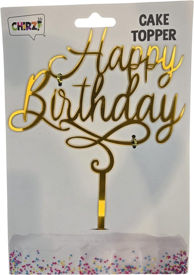 Taartprikker - Happy Birthday - Cake Topper Goud