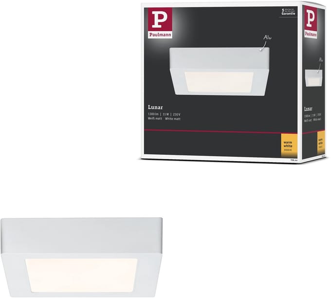 LED-paneel Lunar hoekig 170x170mm 11W 760lm 3000K Wit mat