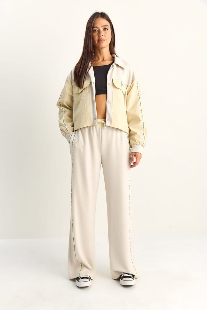 Gestreepte Mid Waist Twee-Delige Set met Zak