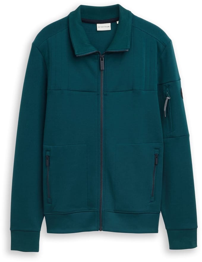 Tom Tailor - Sweatjack met ritszakken - Maat XL - Deep Meadow Green