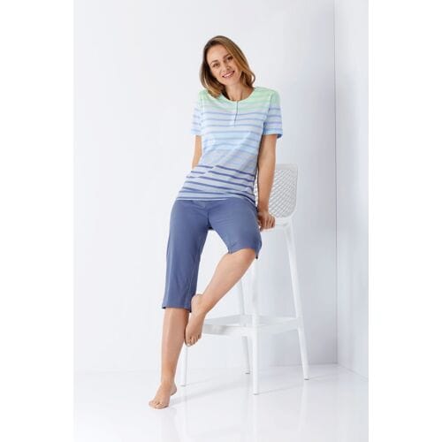 Blauw gestreepte dames pyjama Hajo - Blauw - Maat - 44/46