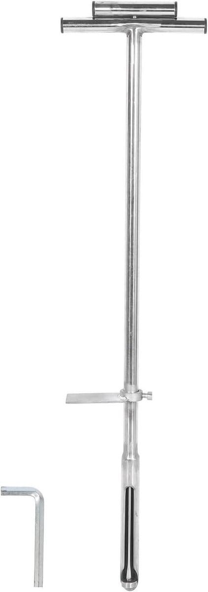 Bodem Sampler Sonde - Grondboor - Bodem Analyse - Met Ejector Voetpedaal - 40 Inch Lang - Zilver