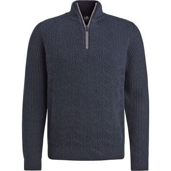 Sweaters Vanguard Trui Half Zip Structuur Wolmix Navy