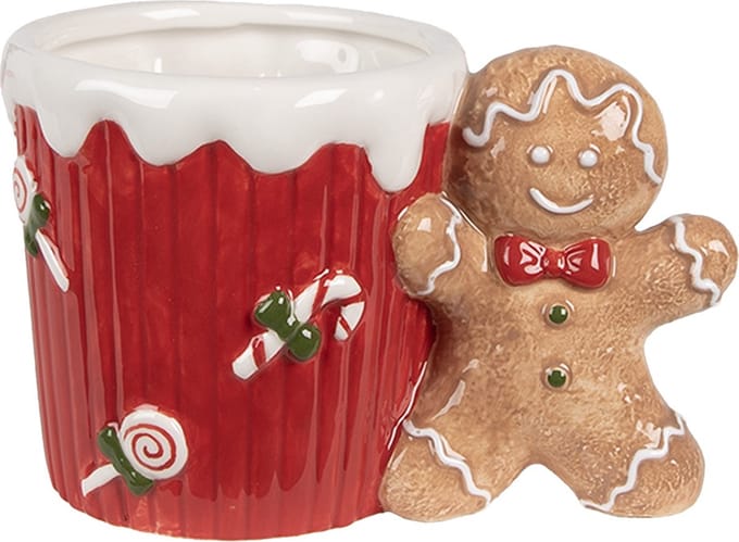 Clayre & Eef Mok Gingerbread man 350 ml Rood Bruin Keramiek