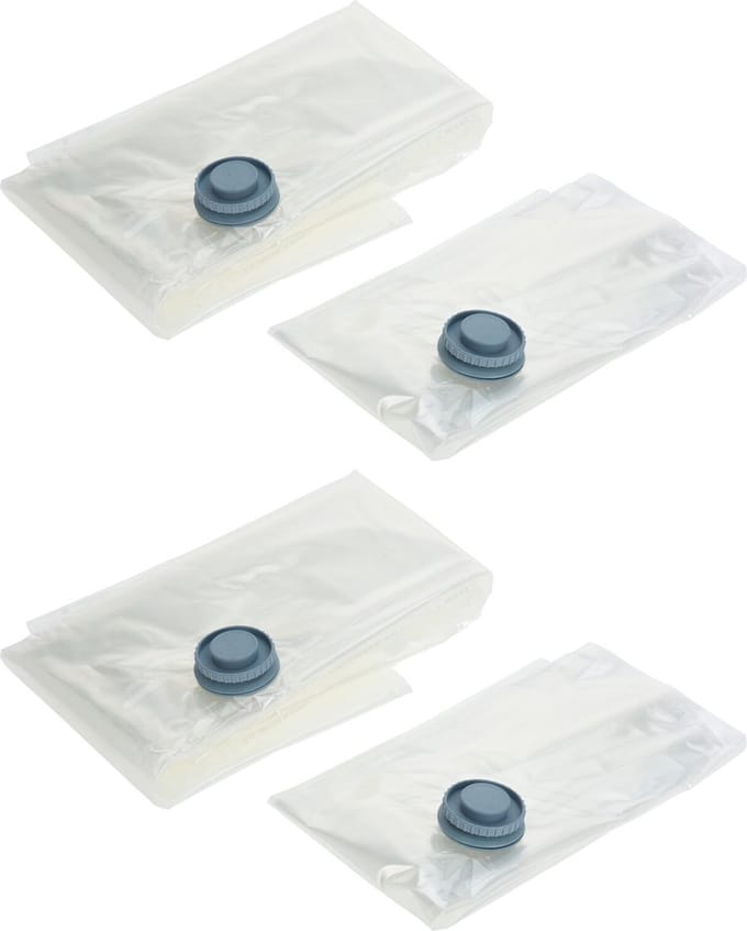 Compressie/vacuum opbergzakken - 4x stuks - transparant - 2 verschillende maten