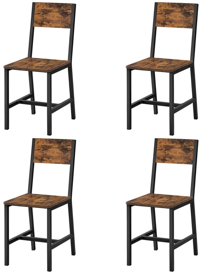 VASAGLE - Eetkamerstoelen - Set van 4 - Metalen Frame - Voor Eetkamer Woonkamer Keuken
