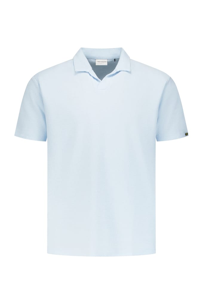 No Excess Polo V Solid Jacquard Sky Größe: XXL | Poloshirts Outlet | Herren