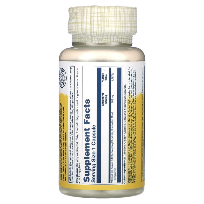 Vitamine E, Droge Vorm, 268 mg, 50 capsules