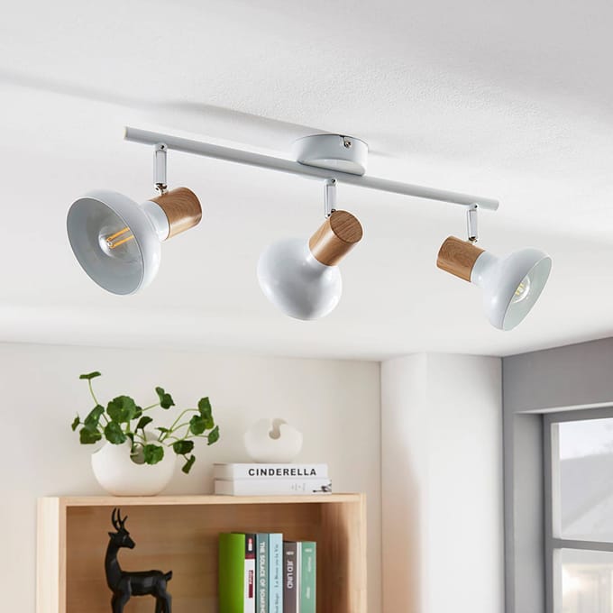 Lindby - buitenspot - 3lichts - Metaal - H: 19.5 cm - E14 - wit, licht hout