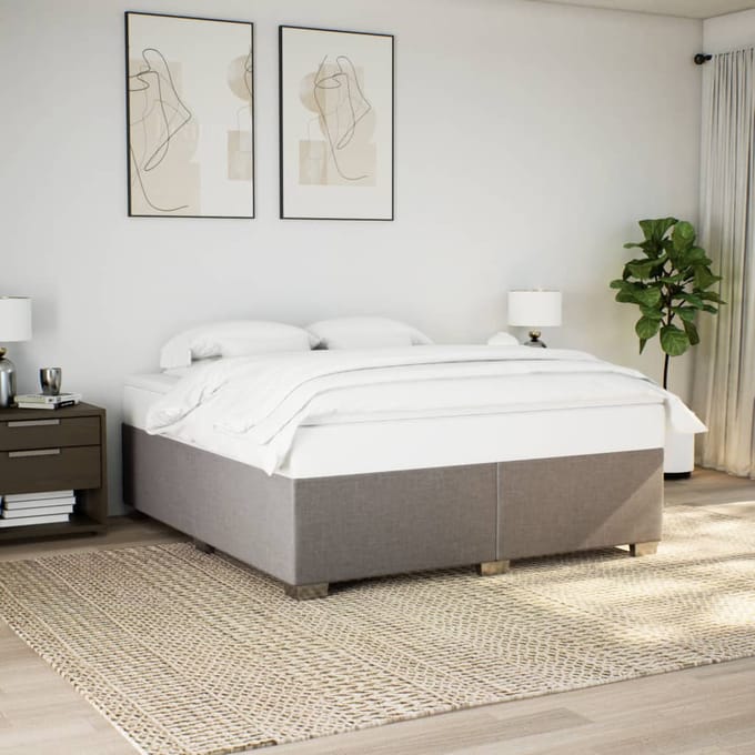 vidaXL - Bedframe - zonder - matras - stof - taupe - 200x200 - cm