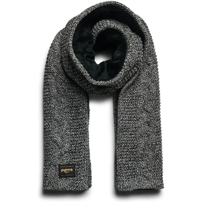 Superdry Gebreide Sjaal met Kabelpatroon Zwart Grootte: 1SIZE