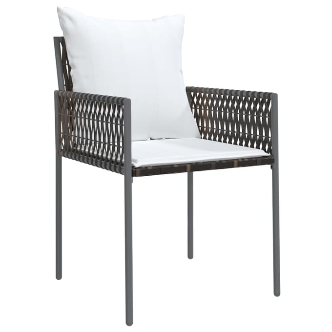 vidaXL - Tuinstoelen - 6 - st - met - kussens - 54x61x83 - cm - poly - rattan - bruin