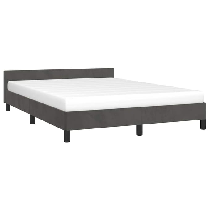 vidaXL - Bedframe - zonder - matras - 140x190 - cm - fluweel - donkergrijs