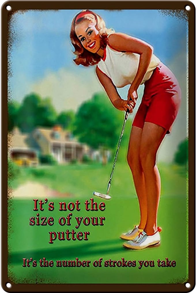 Blechschild Pinup 20x30cm Golf it´s not size of your putter